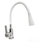 Смеситель д/кухни PURSH D35,нерж. сталь,хром,белый гибкийизлив R99307-W8 