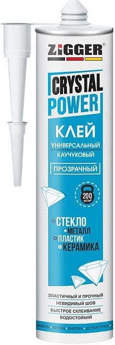 Клей "ZIGGER "CRYSTAL POWER каучук.,универс., прозрачн. 380г