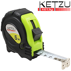 Рулетка 5м*19мм 3 кнопки стопа, двукомпонент. корпус KETZU Standart