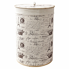 Корзина д/белья кругл.бамбук/лен 33*50см BLB-08-R