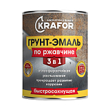Грунт-эмаль по рж. 3 в 1 темно-серая 0,9кг быстросохн.KRAFOR